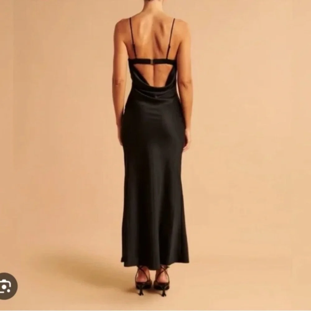 Abercrombie and fitch Satin Cowl Back Slip Midi Dress